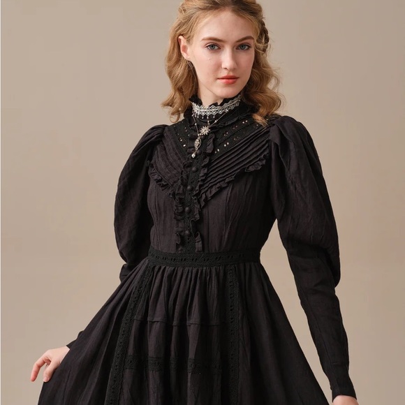 Linennaive Mary 18 vintage linen dress plus 3x goth cottagecore NWT - Picture 2 of 9